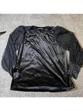 Staccato Black Velvet Blouse size Medium